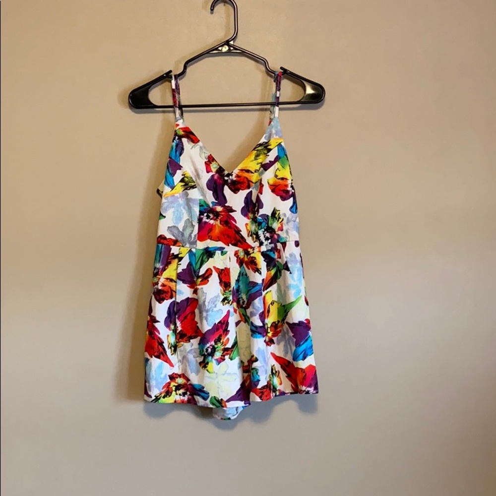 Rainbow floral romper